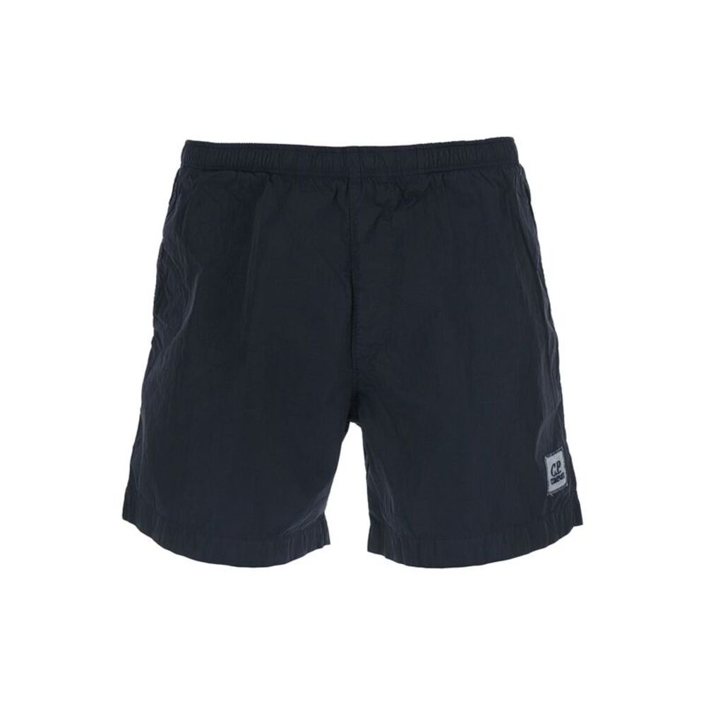 C.P. Company Men Blue Swim Shorts With Logo On The Front In Tech Fabric Men